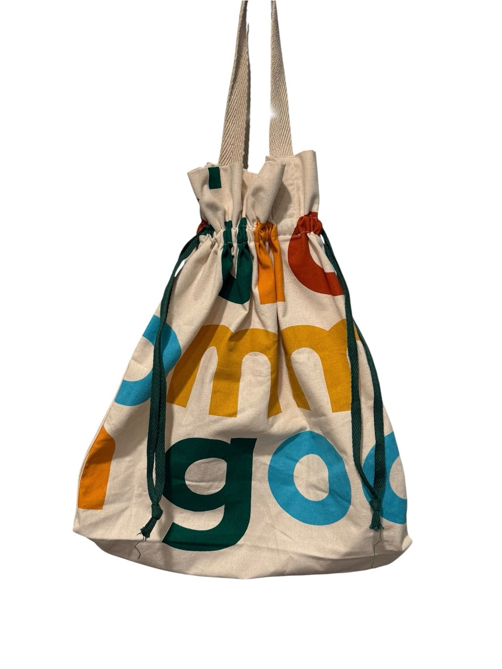 Uncommon Goods Drawstring Canvas Tote Bag Colorful Typography Market School Bag